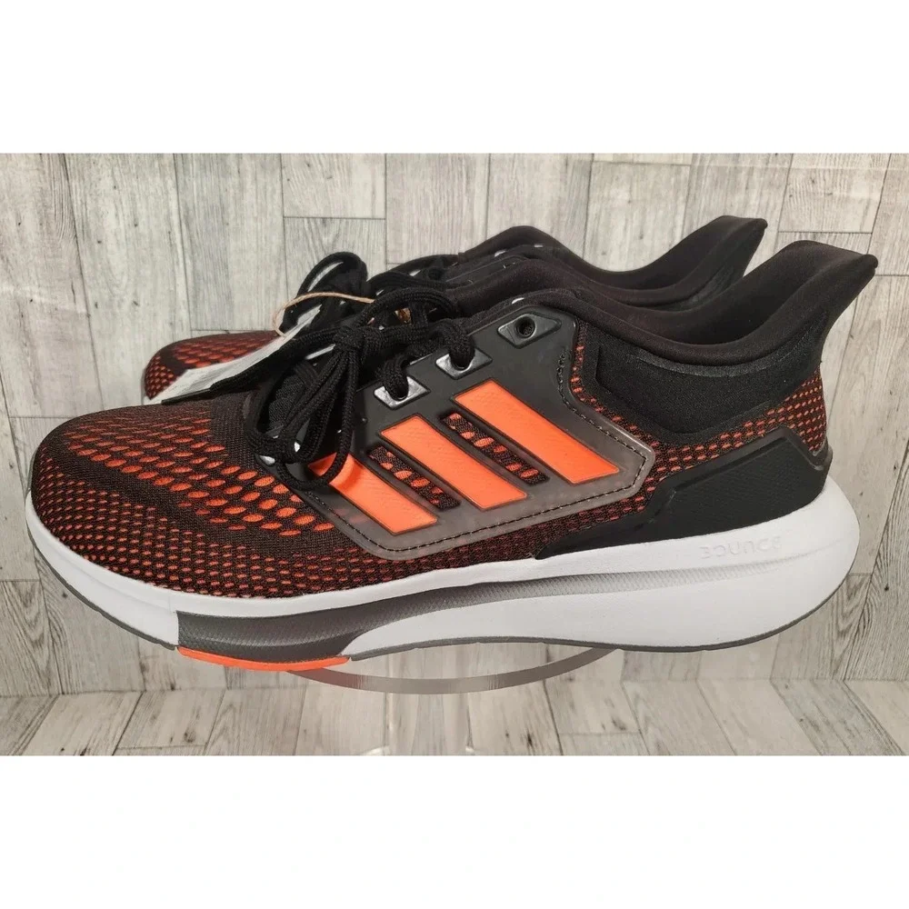 adidas Running Shoes Mens Size 8.5 Mesh Black Solar Orange EQ21 NEW